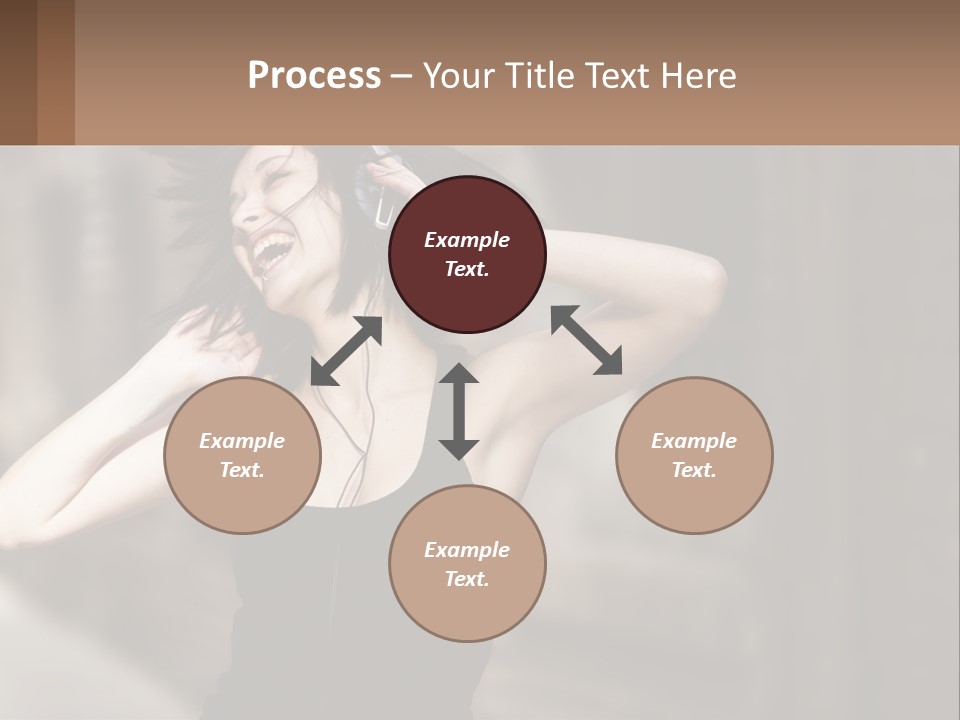 A Woman Is Listening To Music With Headphones PowerPoint Template