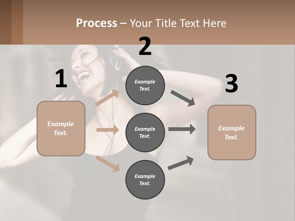 A Woman Is Listening To Music With Headphones PowerPoint Template