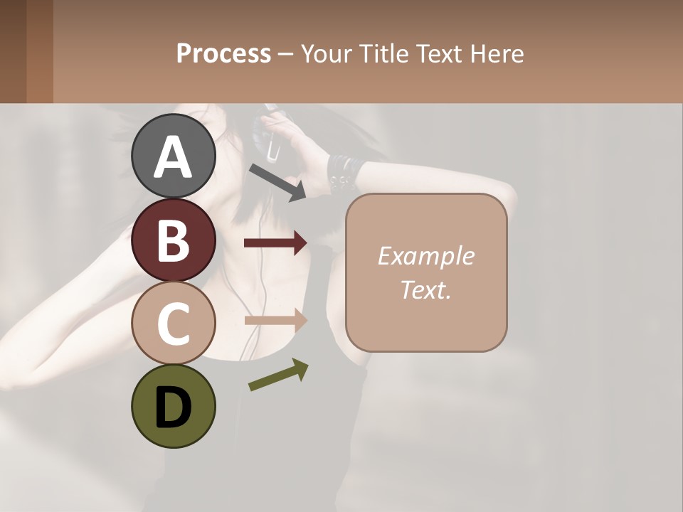 A Woman Is Listening To Music With Headphones PowerPoint Template