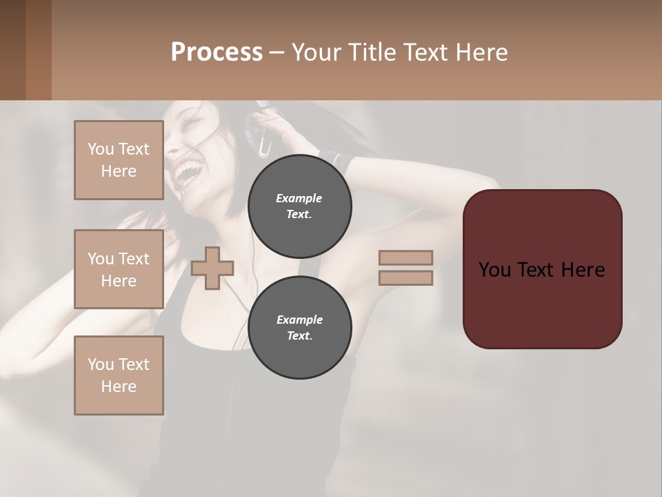 A Woman Is Listening To Music With Headphones PowerPoint Template