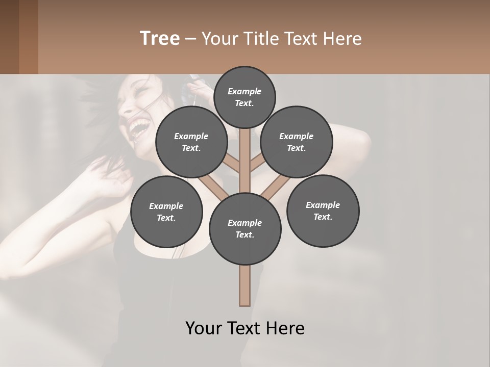 A Woman Is Listening To Music With Headphones PowerPoint Template