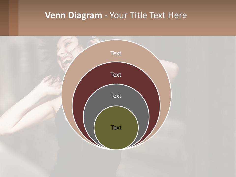 A Woman Is Listening To Music With Headphones PowerPoint Template