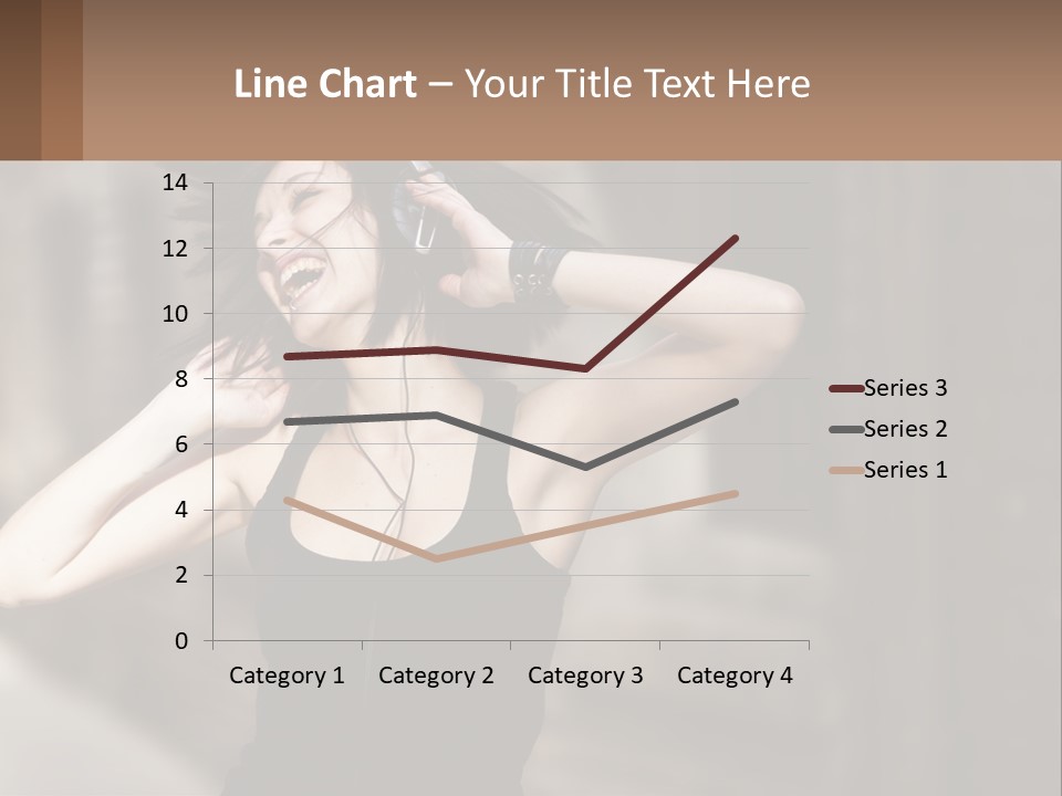 A Woman Is Listening To Music With Headphones PowerPoint Template