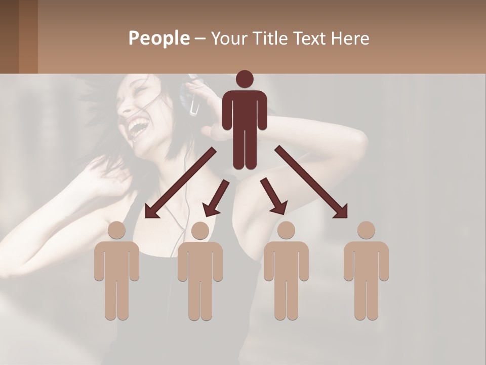 A Woman Is Listening To Music With Headphones PowerPoint Template