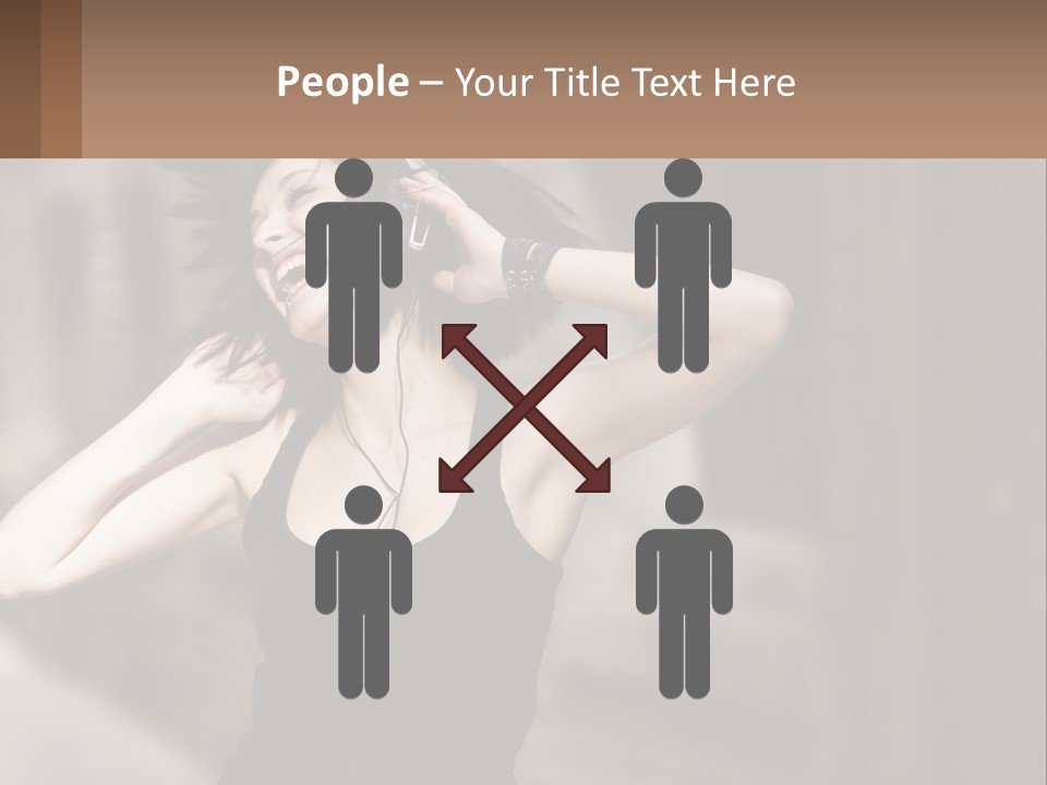 A Woman Is Listening To Music With Headphones PowerPoint Template