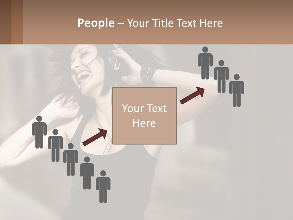A Woman Is Listening To Music With Headphones PowerPoint Template