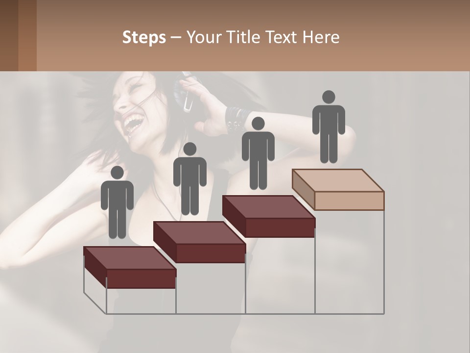 A Woman Is Listening To Music With Headphones PowerPoint Template