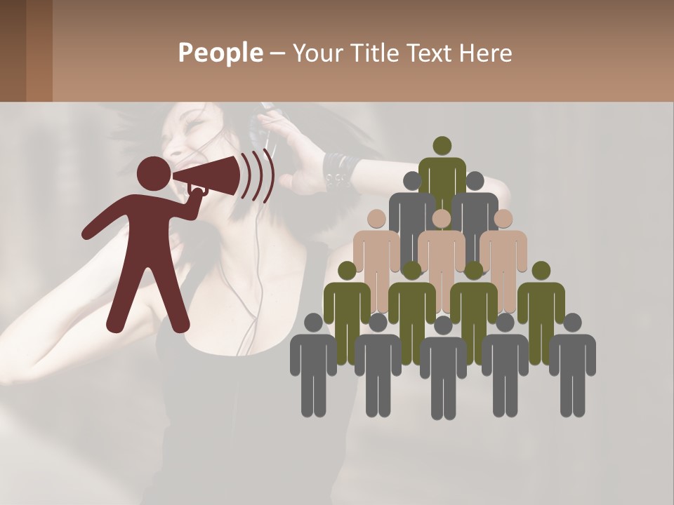 A Woman Is Listening To Music With Headphones PowerPoint Template