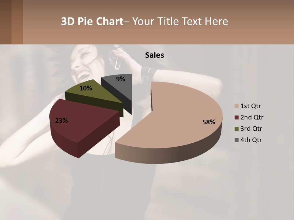 A Woman Is Listening To Music With Headphones PowerPoint Template