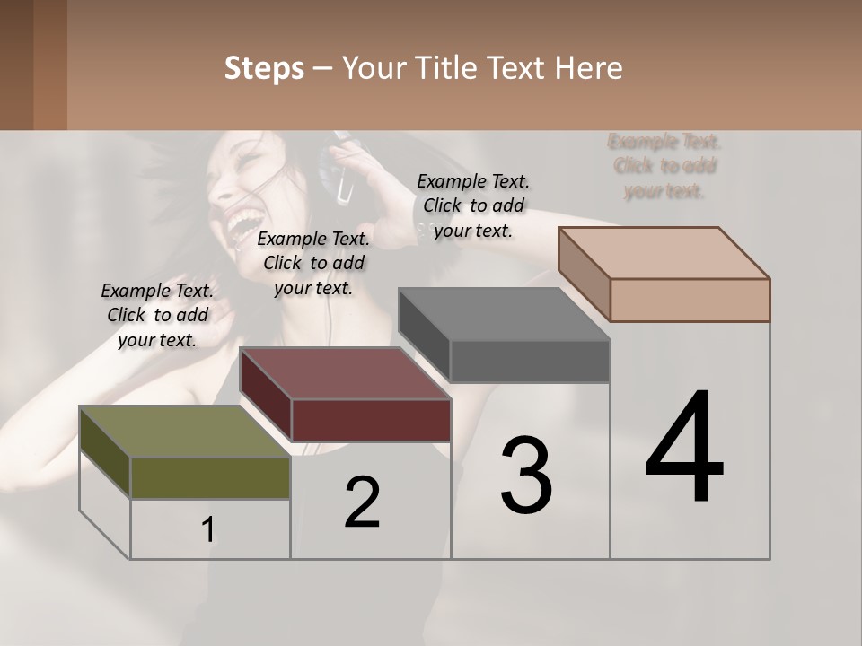 A Woman Is Listening To Music With Headphones PowerPoint Template