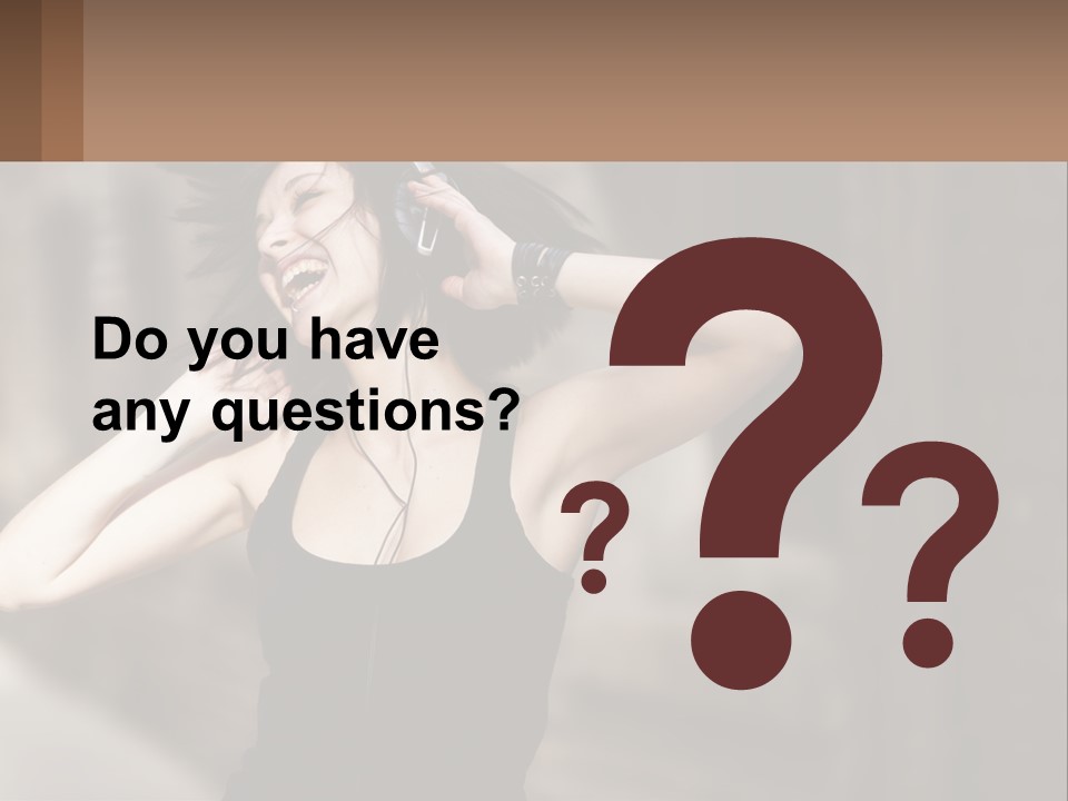 A Woman Is Listening To Music With Headphones PowerPoint Template