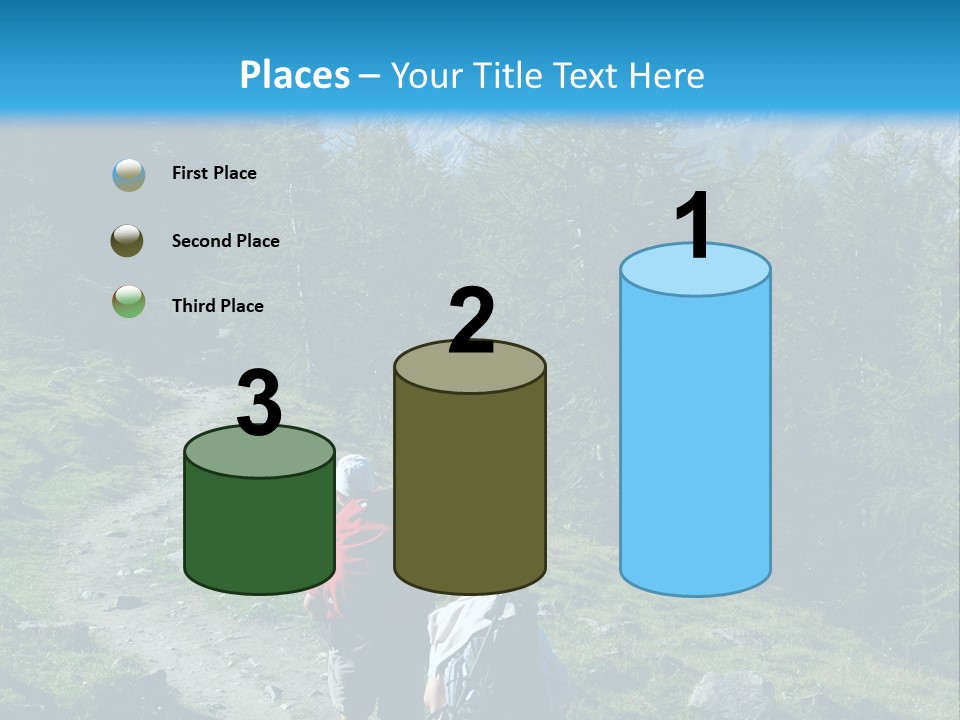 Two People Hiking Up A Trail In The Mountains PowerPoint Template