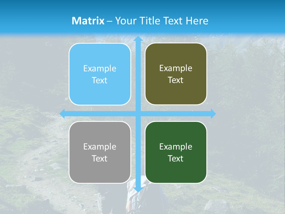 Two People Hiking Up A Trail In The Mountains PowerPoint Template