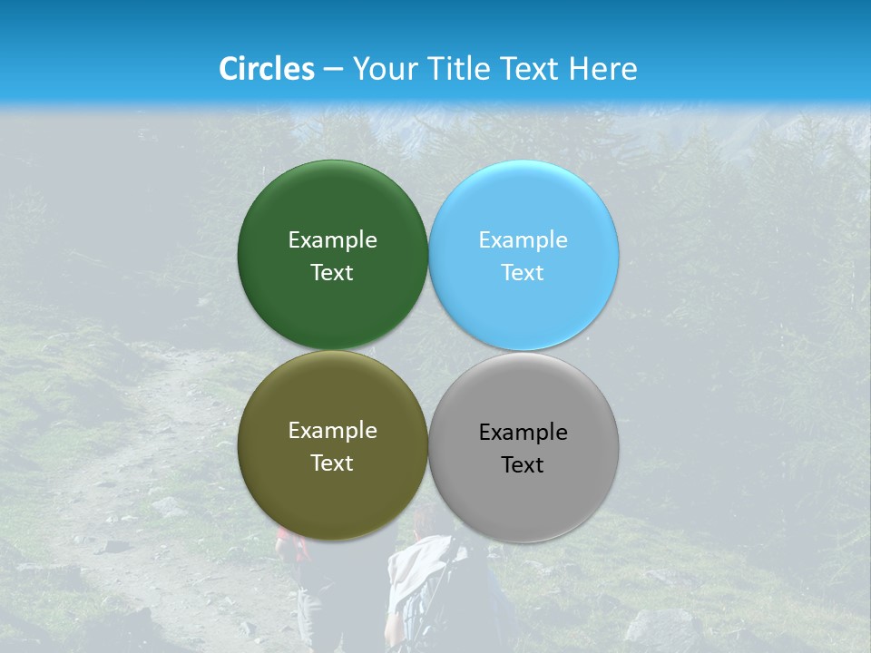 Two People Hiking Up A Trail In The Mountains PowerPoint Template