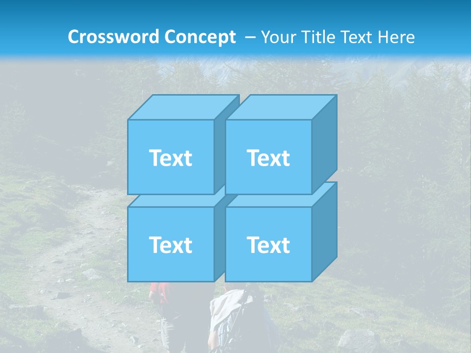 Two People Hiking Up A Trail In The Mountains PowerPoint Template