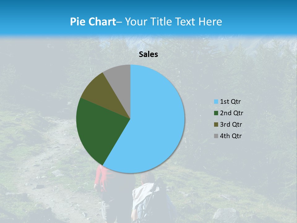 Two People Hiking Up A Trail In The Mountains PowerPoint Template