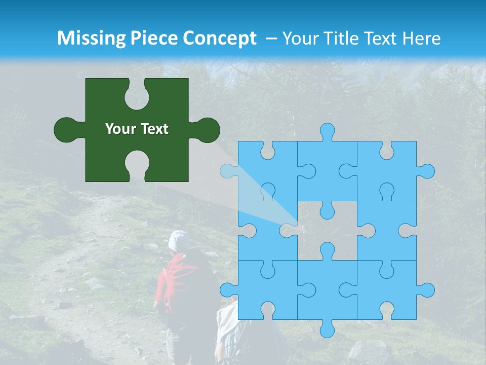 Two People Hiking Up A Trail In The Mountains PowerPoint Template