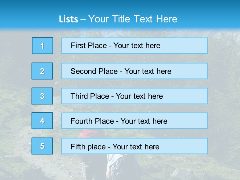 Two People Hiking Up A Trail In The Mountains PowerPoint Template