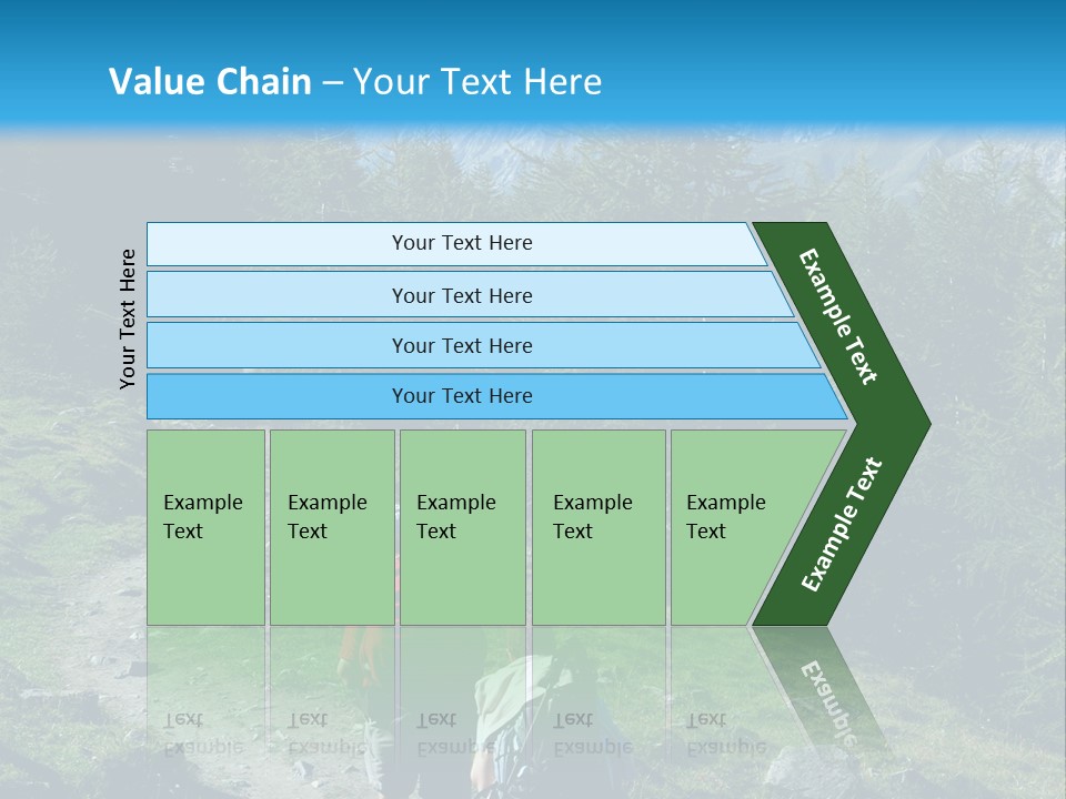 Two People Hiking Up A Trail In The Mountains PowerPoint Template