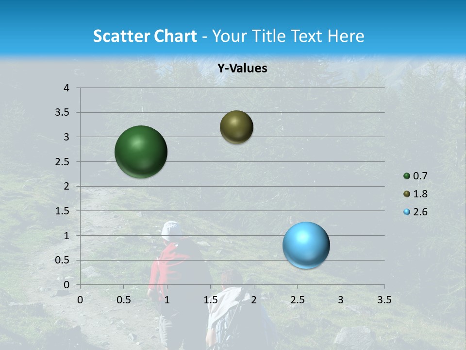 Two People Hiking Up A Trail In The Mountains PowerPoint Template