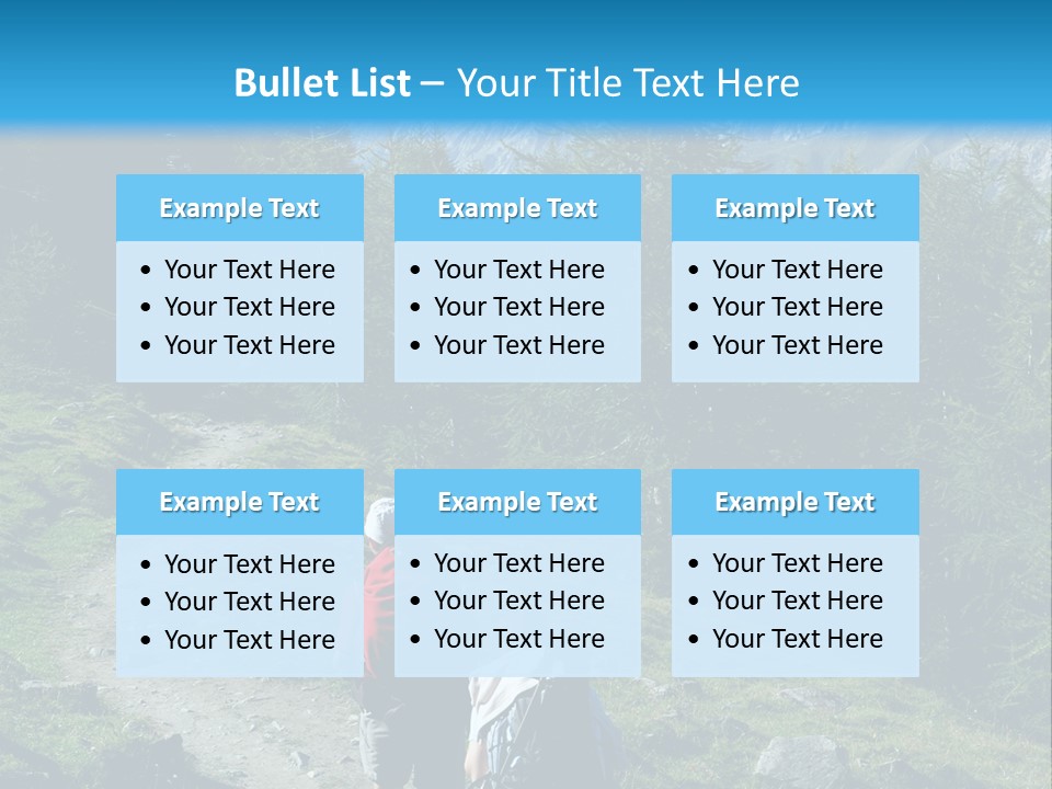 Two People Hiking Up A Trail In The Mountains PowerPoint Template