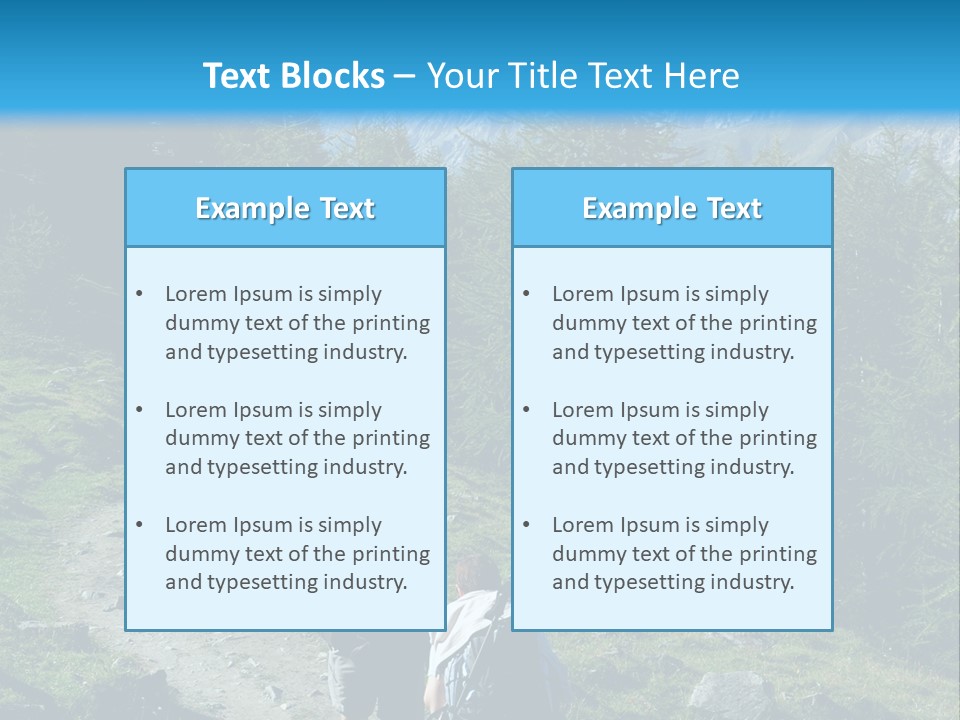 Two People Hiking Up A Trail In The Mountains PowerPoint Template