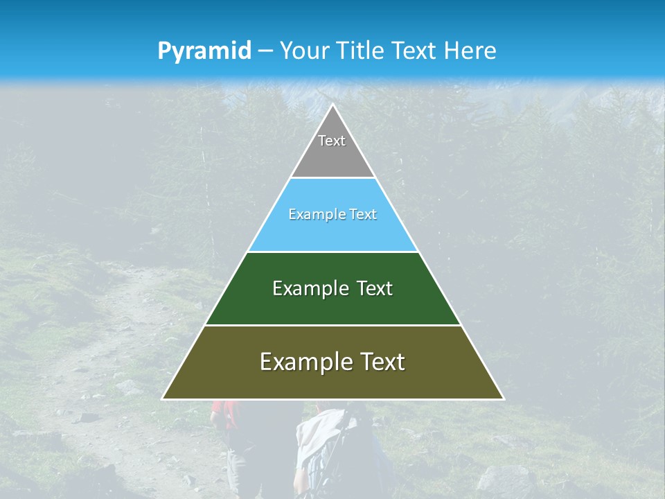 Two People Hiking Up A Trail In The Mountains PowerPoint Template