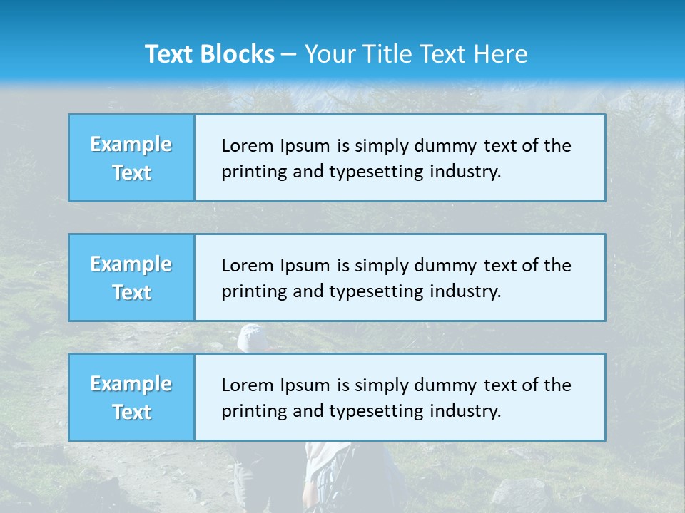 Two People Hiking Up A Trail In The Mountains PowerPoint Template