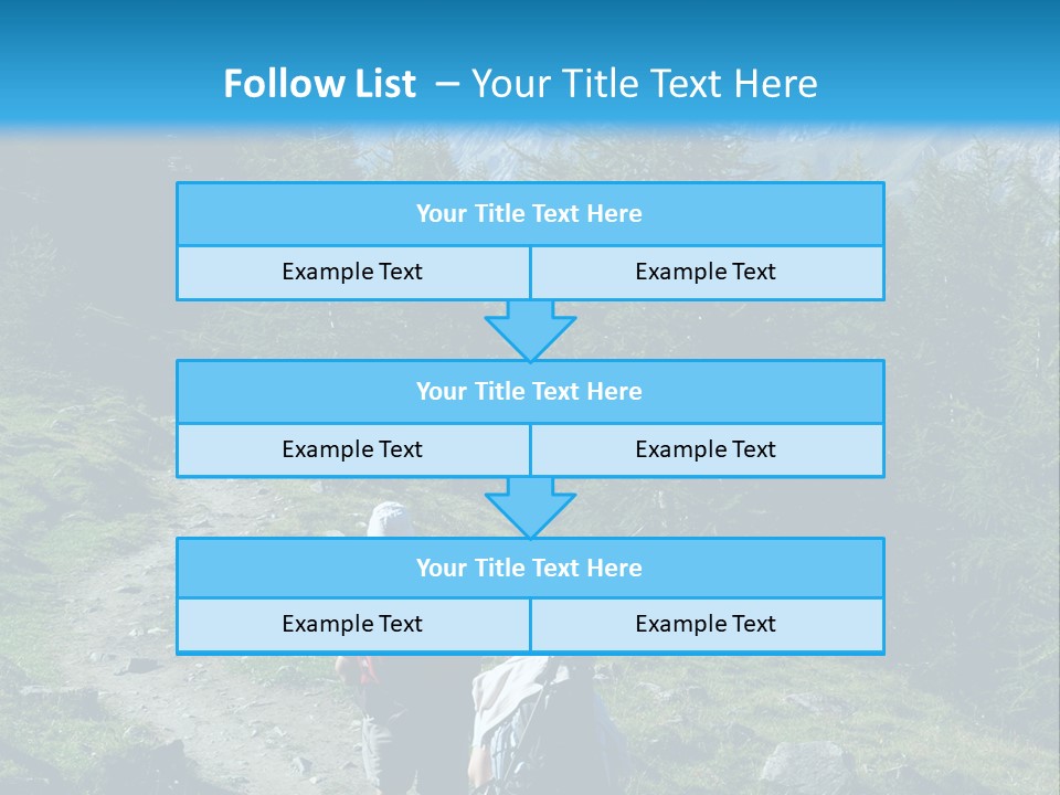 Two People Hiking Up A Trail In The Mountains PowerPoint Template
