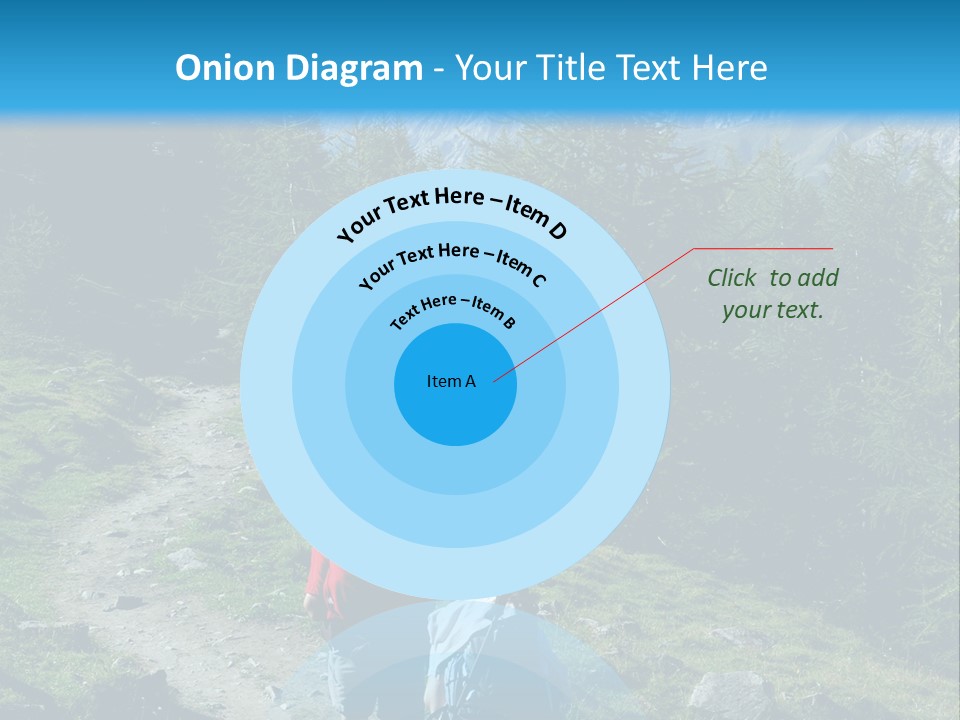 Two People Hiking Up A Trail In The Mountains PowerPoint Template