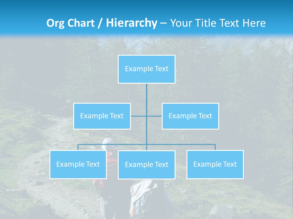 Two People Hiking Up A Trail In The Mountains PowerPoint Template