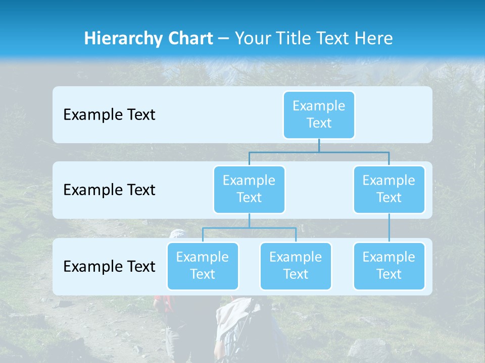 Two People Hiking Up A Trail In The Mountains PowerPoint Template