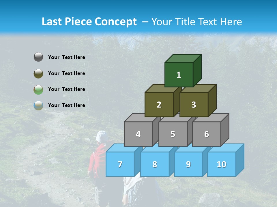 Two People Hiking Up A Trail In The Mountains PowerPoint Template