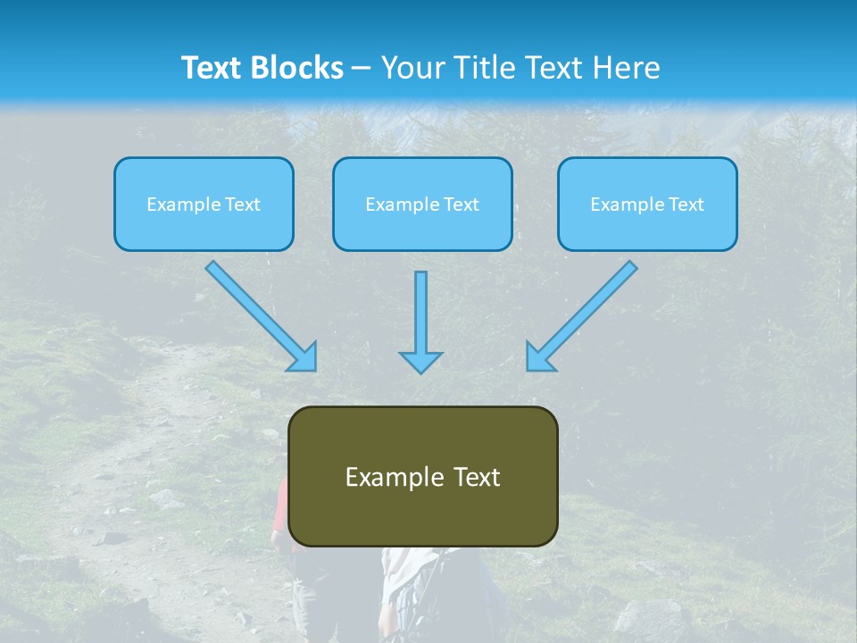 Two People Hiking Up A Trail In The Mountains PowerPoint Template