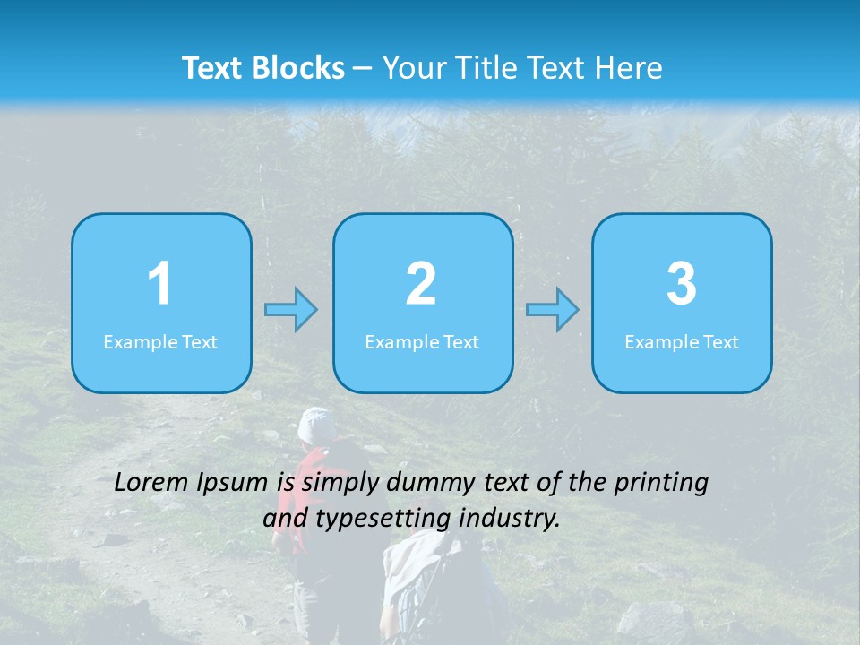 Two People Hiking Up A Trail In The Mountains PowerPoint Template