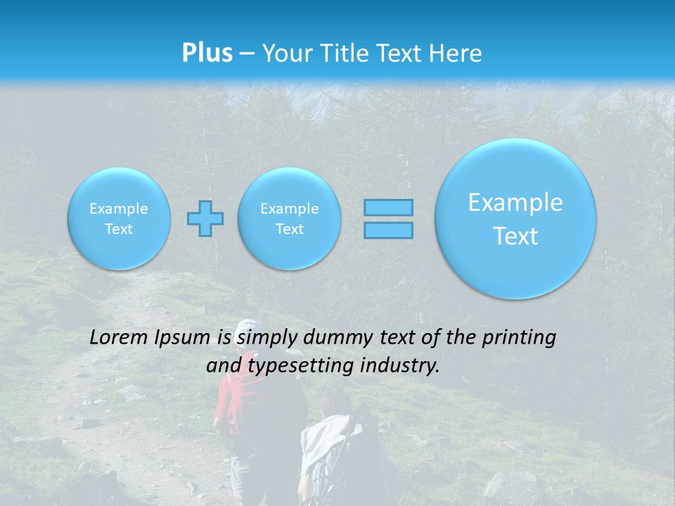 Two People Hiking Up A Trail In The Mountains PowerPoint Template