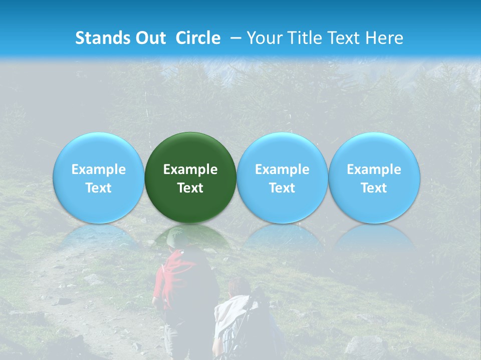 Two People Hiking Up A Trail In The Mountains PowerPoint Template