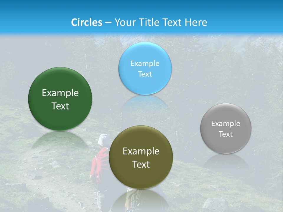 Two People Hiking Up A Trail In The Mountains PowerPoint Template