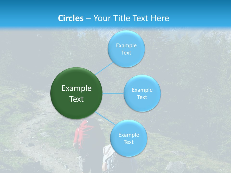 Two People Hiking Up A Trail In The Mountains PowerPoint Template