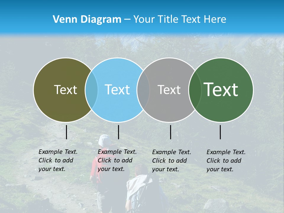 Two People Hiking Up A Trail In The Mountains PowerPoint Template