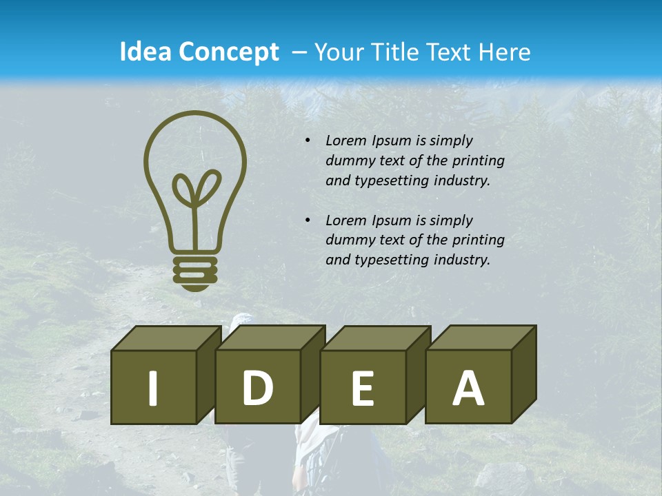 Two People Hiking Up A Trail In The Mountains PowerPoint Template