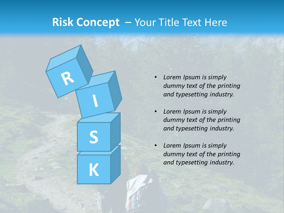 Two People Hiking Up A Trail In The Mountains PowerPoint Template