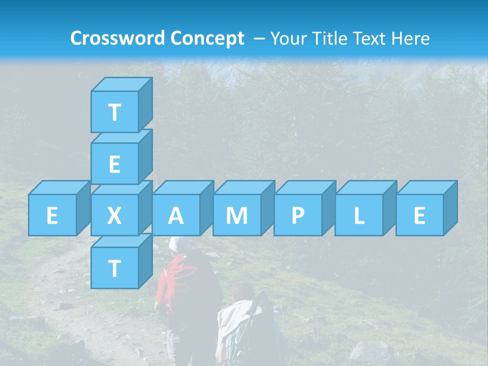 Two People Hiking Up A Trail In The Mountains PowerPoint Template