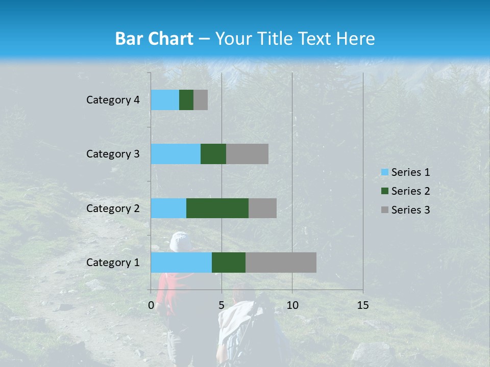 Two People Hiking Up A Trail In The Mountains PowerPoint Template
