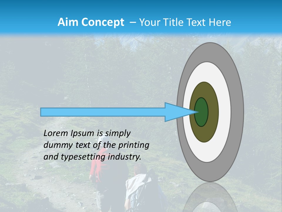 Two People Hiking Up A Trail In The Mountains PowerPoint Template