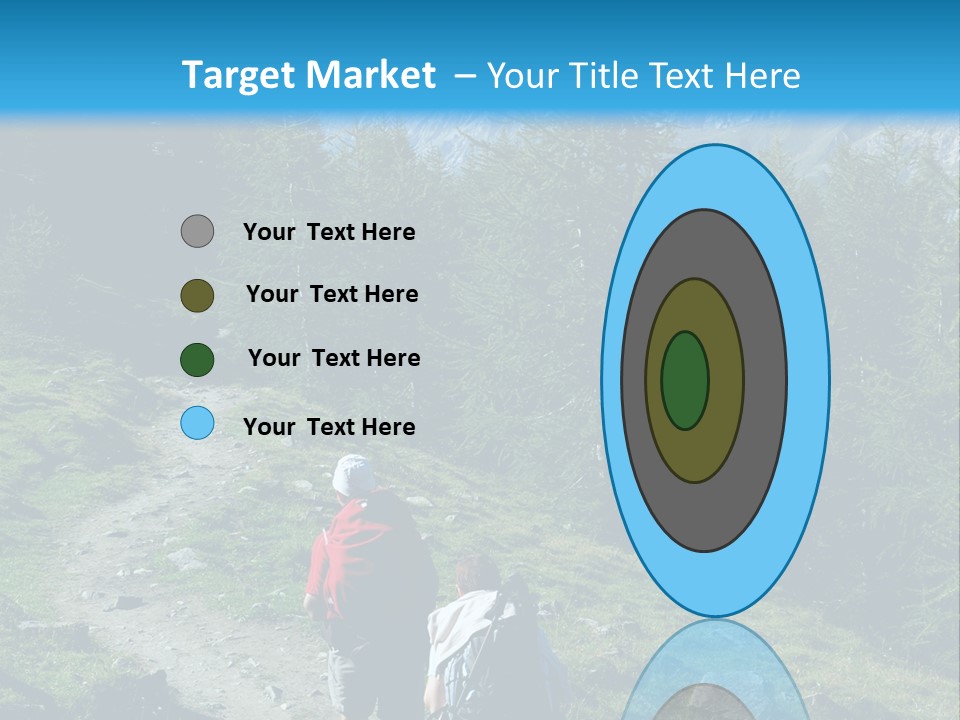 Two People Hiking Up A Trail In The Mountains PowerPoint Template