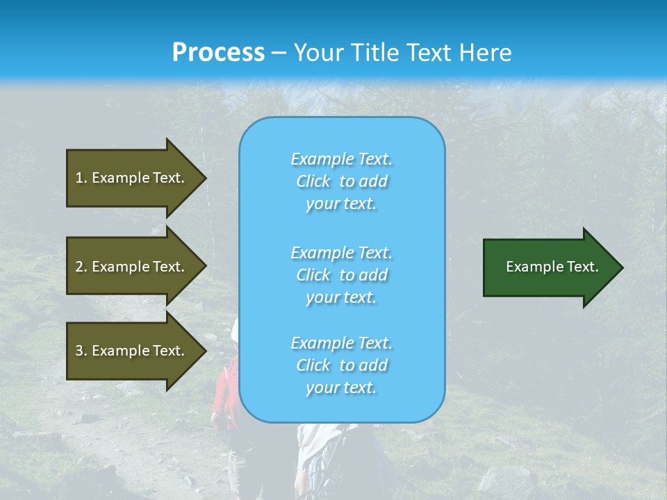 Two People Hiking Up A Trail In The Mountains PowerPoint Template