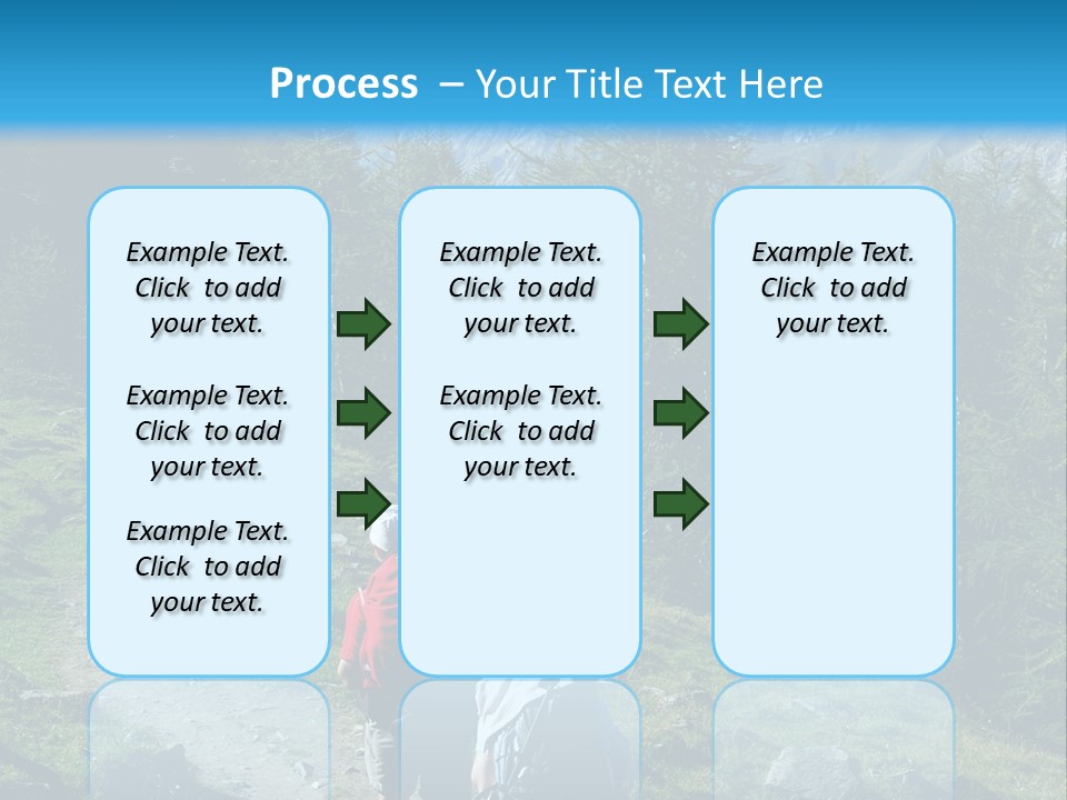 Two People Hiking Up A Trail In The Mountains PowerPoint Template