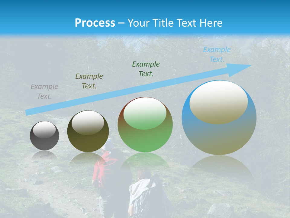 Two People Hiking Up A Trail In The Mountains PowerPoint Template