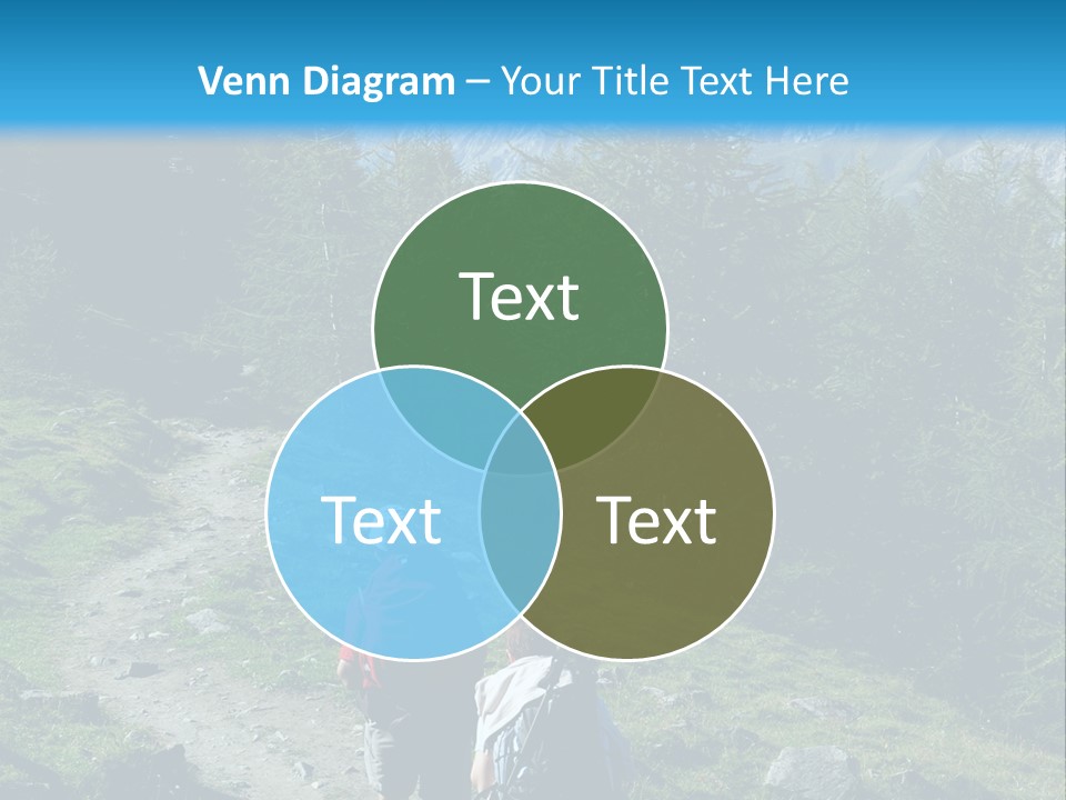 Two People Hiking Up A Trail In The Mountains PowerPoint Template